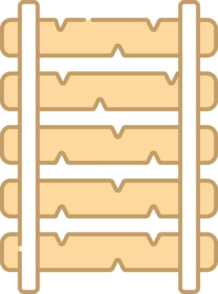 plano de madera carril línea icono en melocotón y blanco color. vector