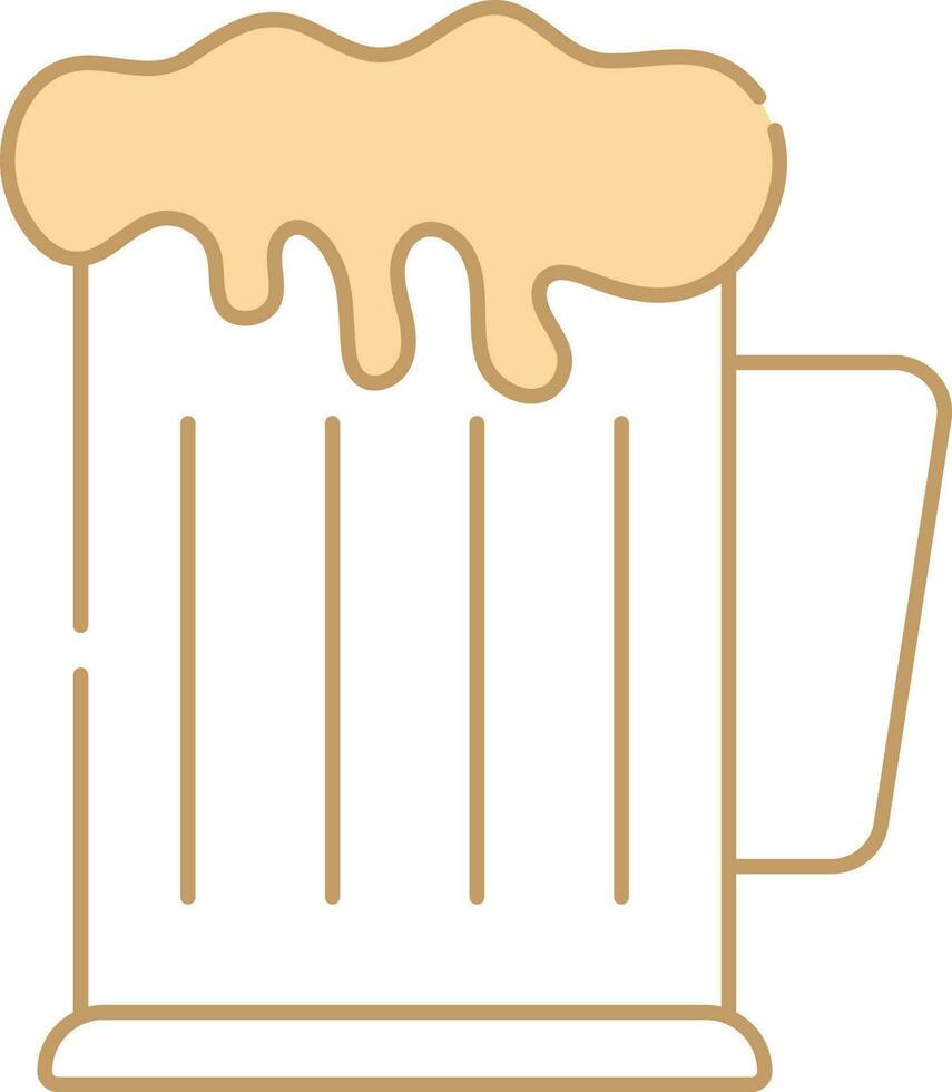 Peach And White Beer Glass Icon In Flat Style. vector