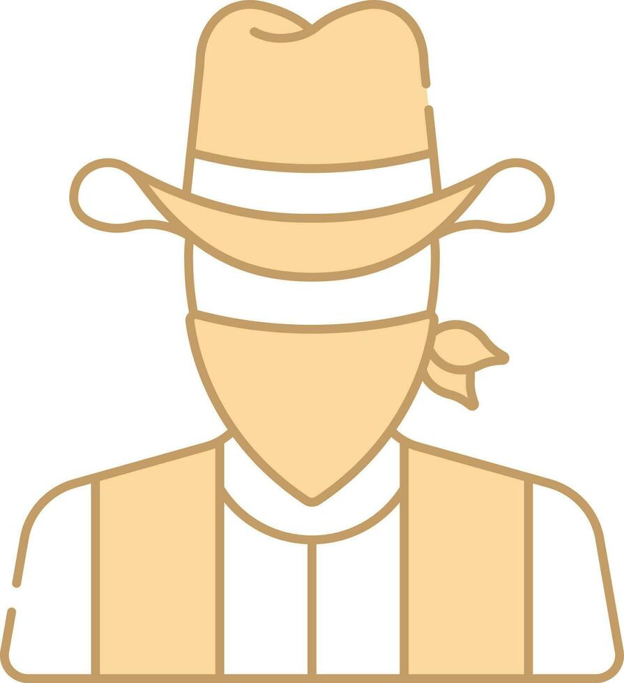 Peach Ad White Illustration Of Bandit Man Icon. vector
