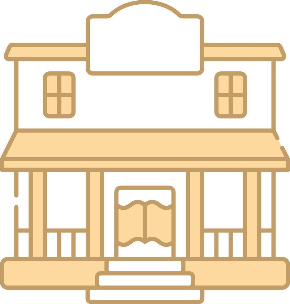 Blank Board With Shop Store Building Icon In Peach And White Color. vector