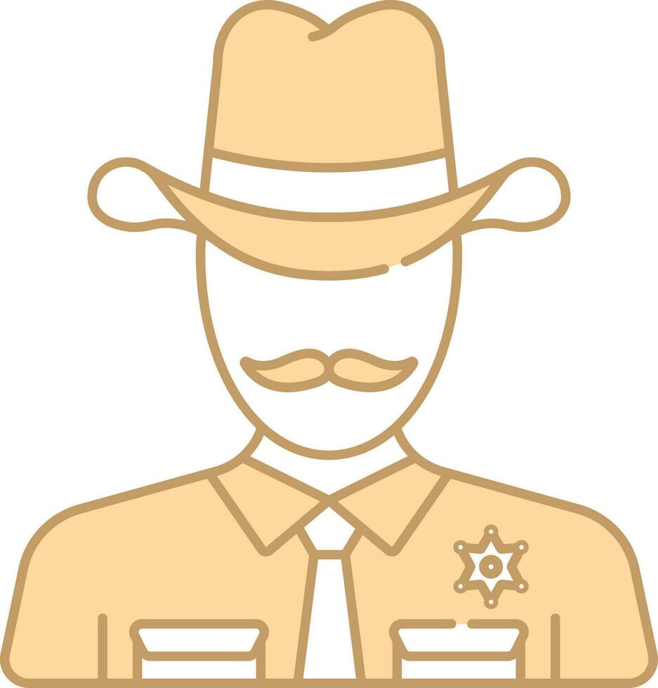 Isolated Sheriff Man Character Icon In Peach And White Color. vector