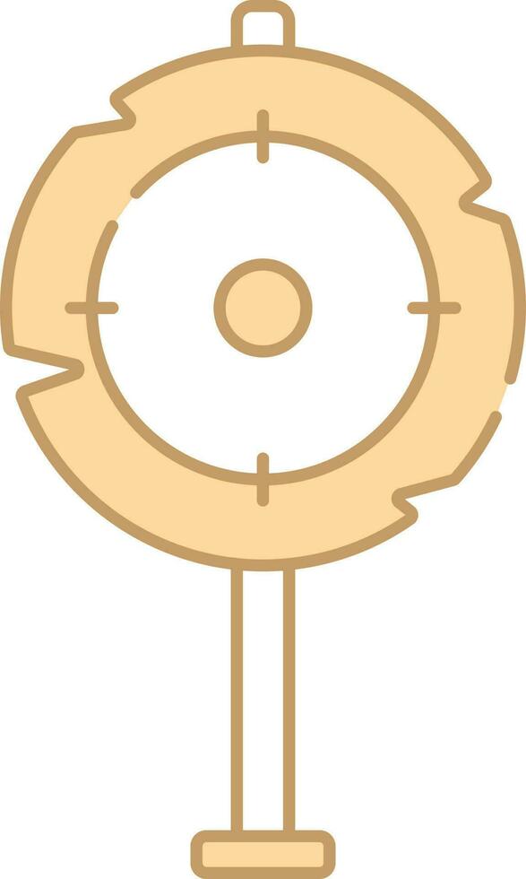 Wooden Circular Target Stand Icon In Peach And White Color. vector