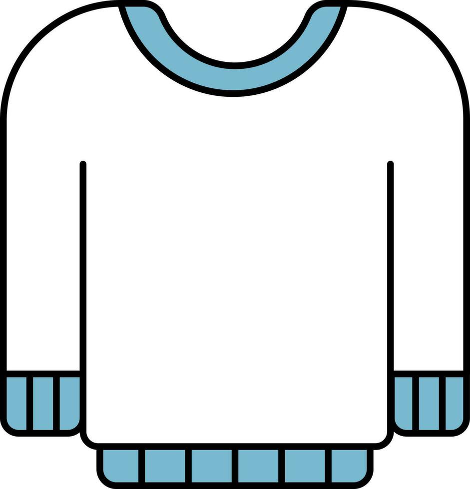 Blue And White Sweater Icon In Flat Style. vector