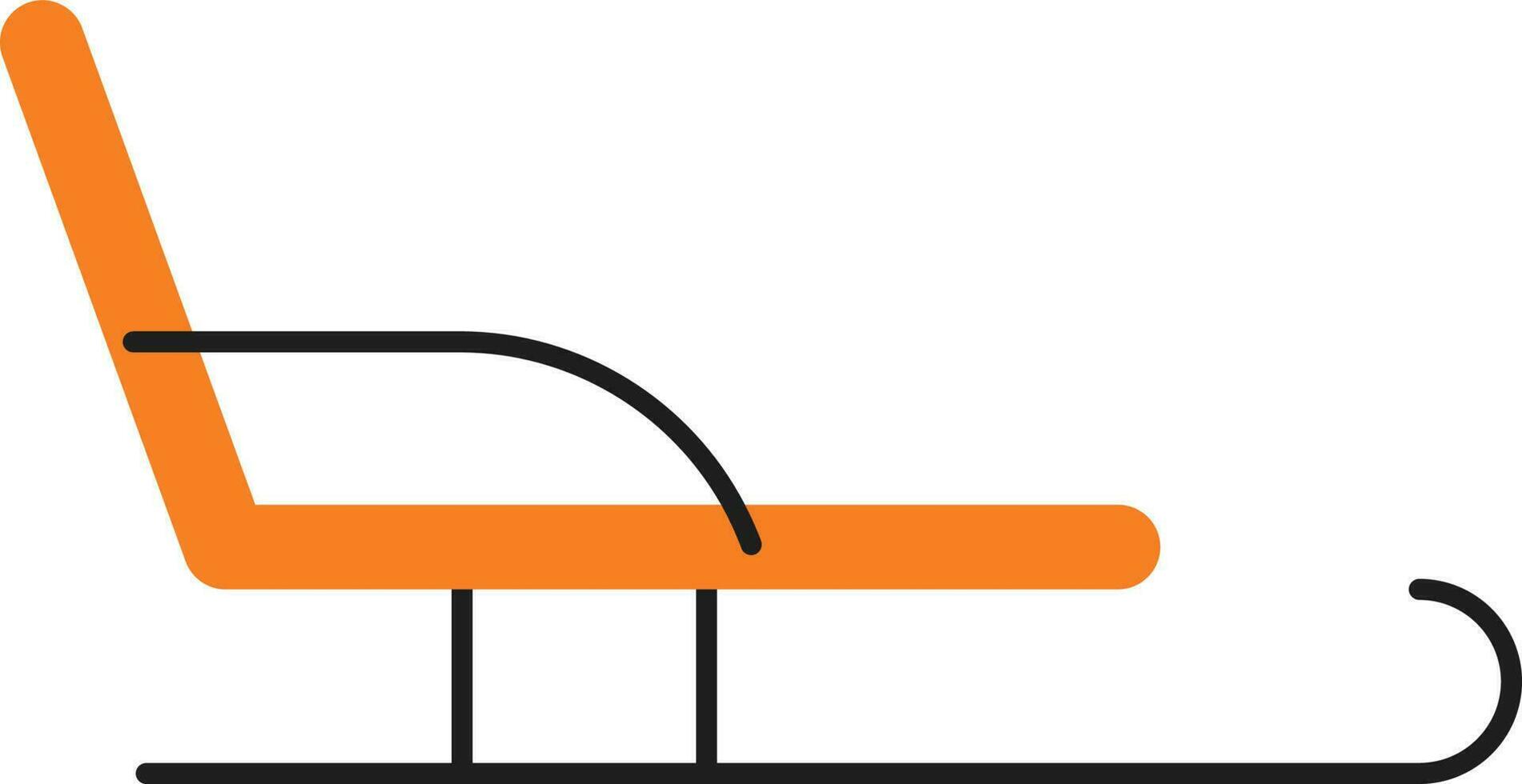 Flat Style Sleigh Icon In Orange And Black Color. vector