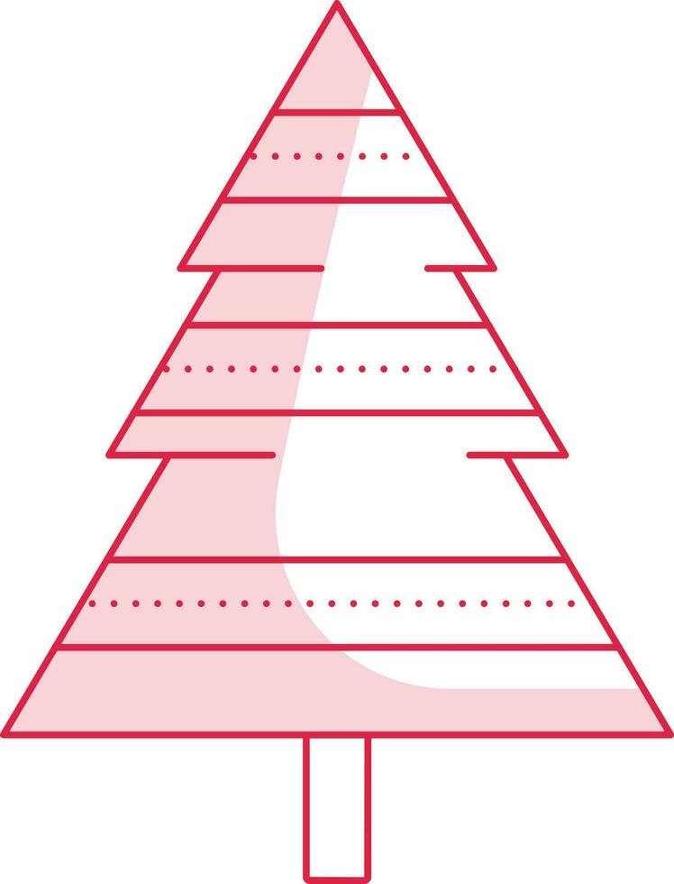 Flat Xmas Tree Element In Pink And White Color. vector