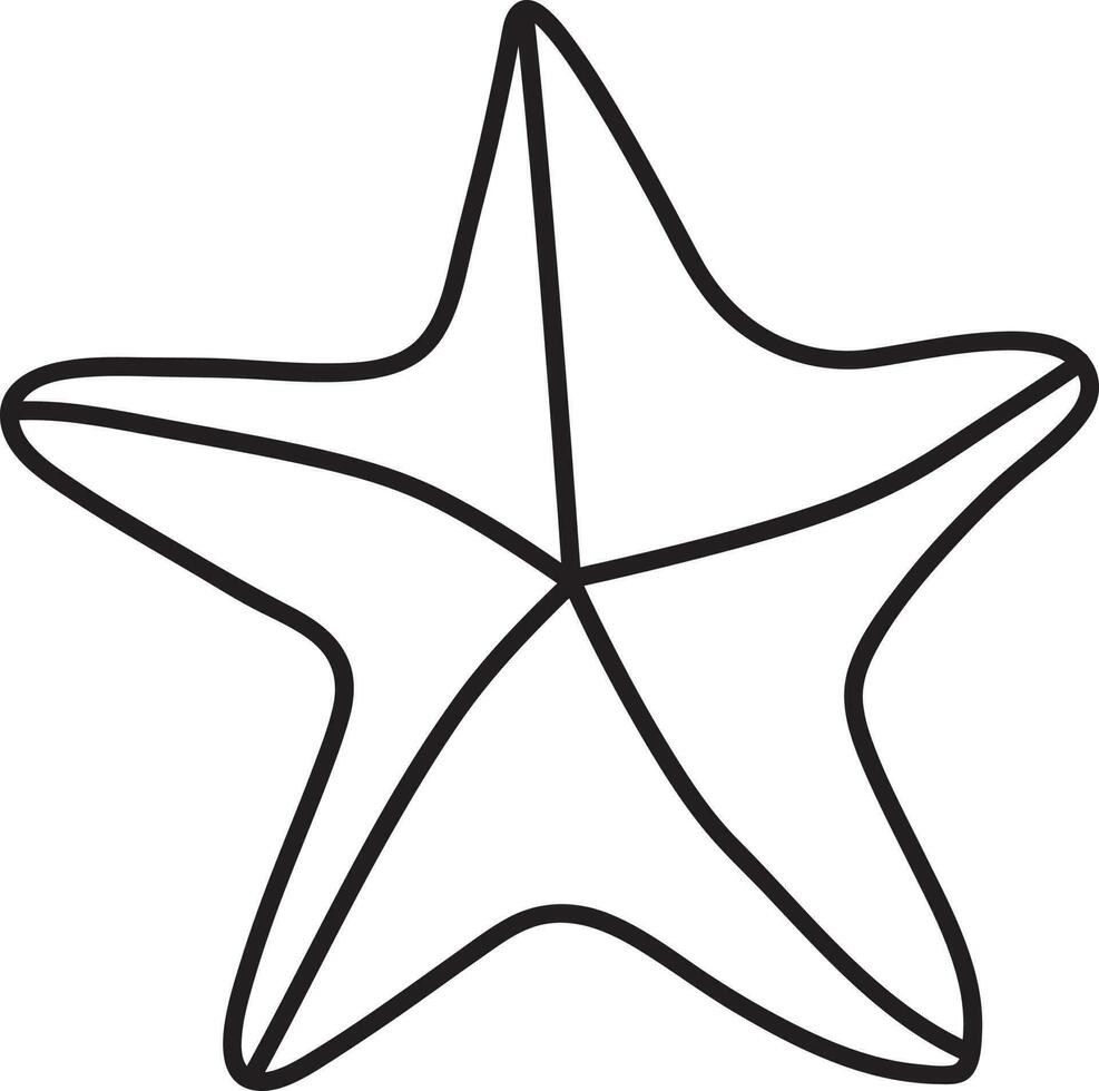 Black Line Art Illustration Of Starfish Icon. vector