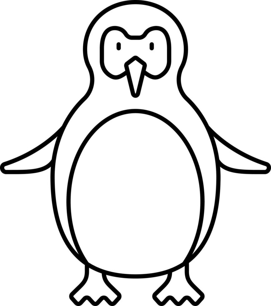 Cartoon Penguin Icon In Line Art. vector