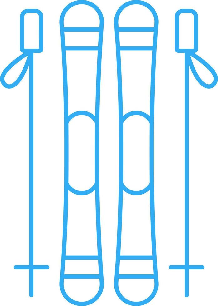 Illustration Of Ski Board With Stick Outline Icon. vector
