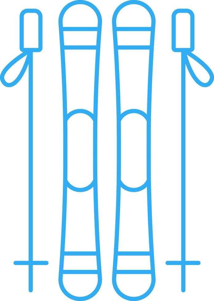 Illustration Of Ski Board With Stick Outline Icon. vector