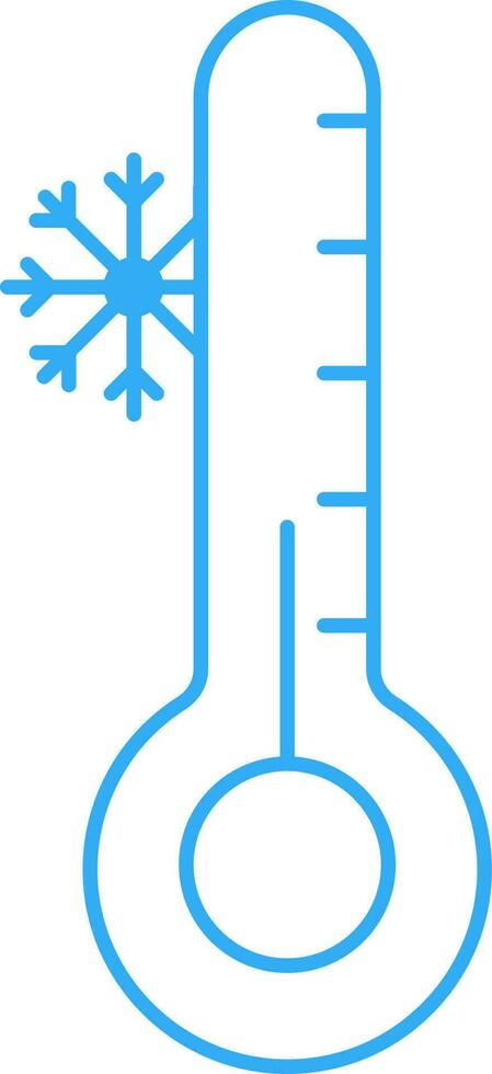 Low Thermometer Scale With Snowflake Blue Linear Icon. vector