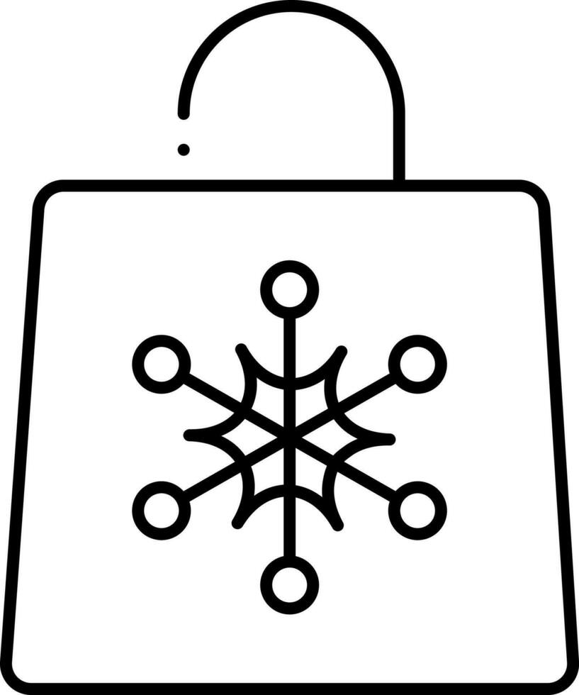 Winter Shopping Bag Icon In Thin Line Art. vector