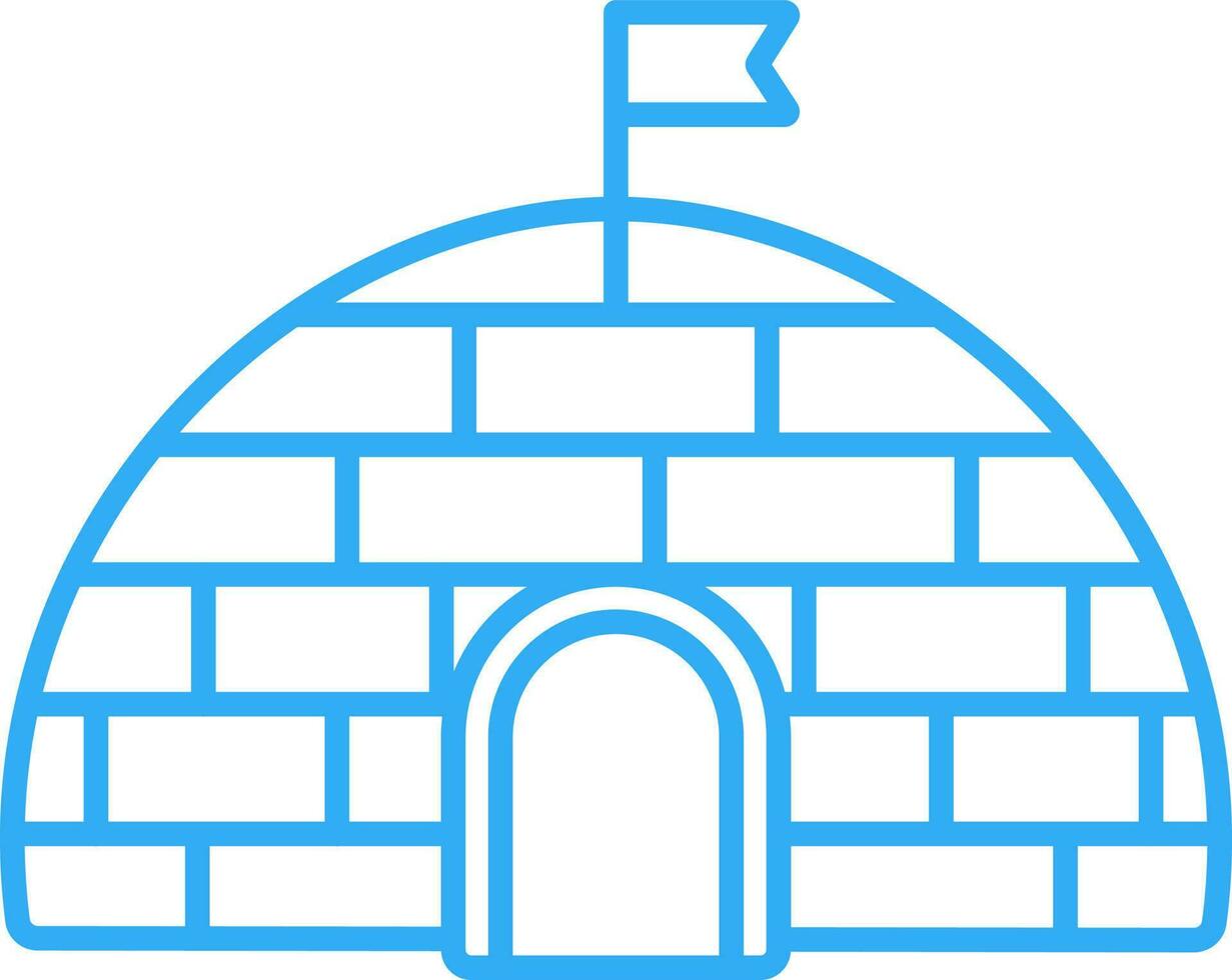 Blue Line Art Illustration Of Igloo Icon. vector