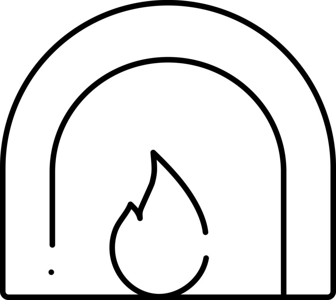 Black Thin Line Art Of Fireplace Icon. vector