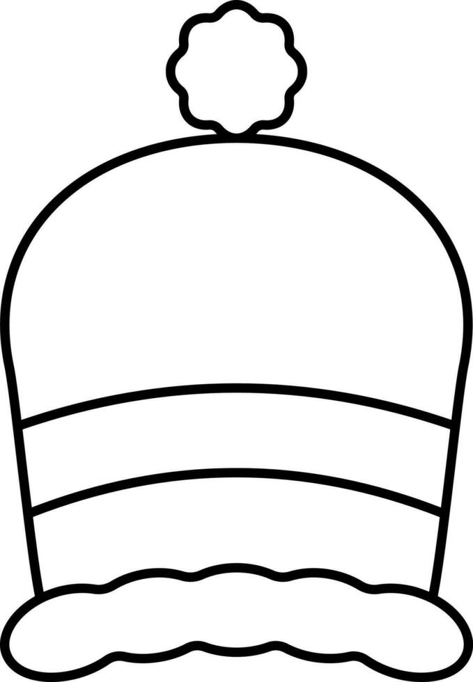 Isolated Fluffy Hat Black Stroke Icon. vector