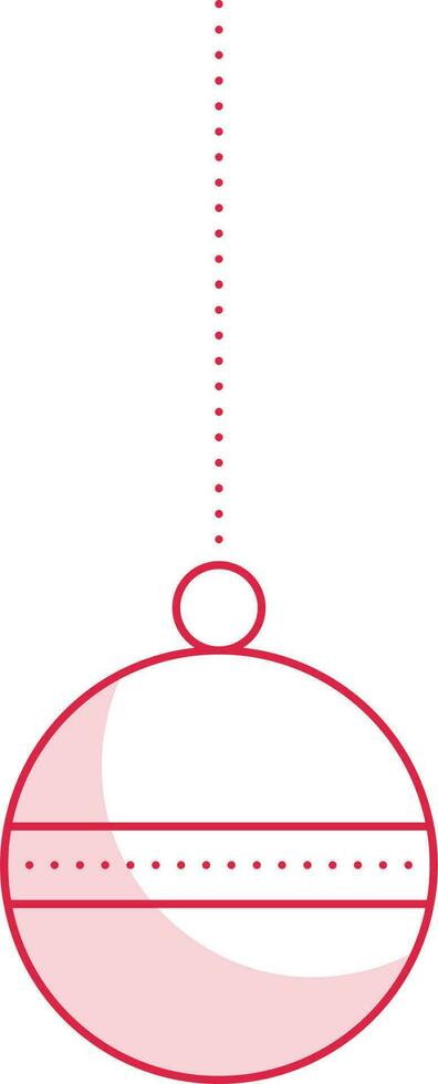 Christmas Ball Or Bauble Hang Element In Pink And White Color. vector