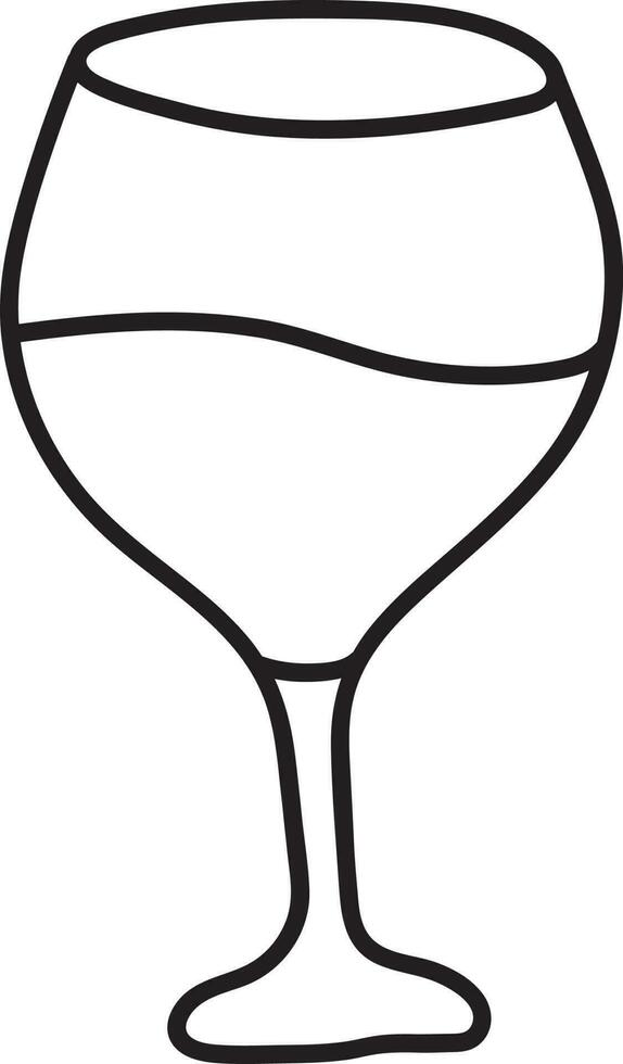 Black Outline Illustration Of Wine Glass Icon. vector