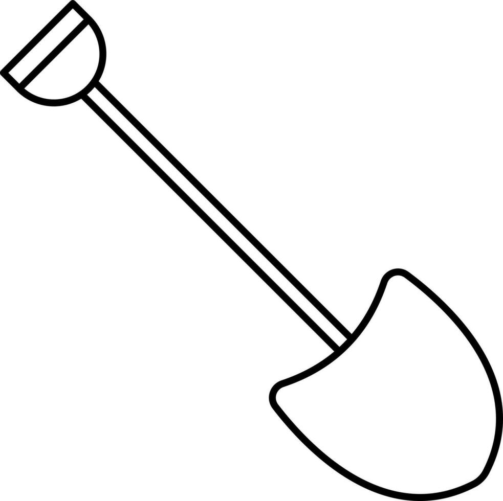 Black Line Art Illustration Of Shovel Icon. vector