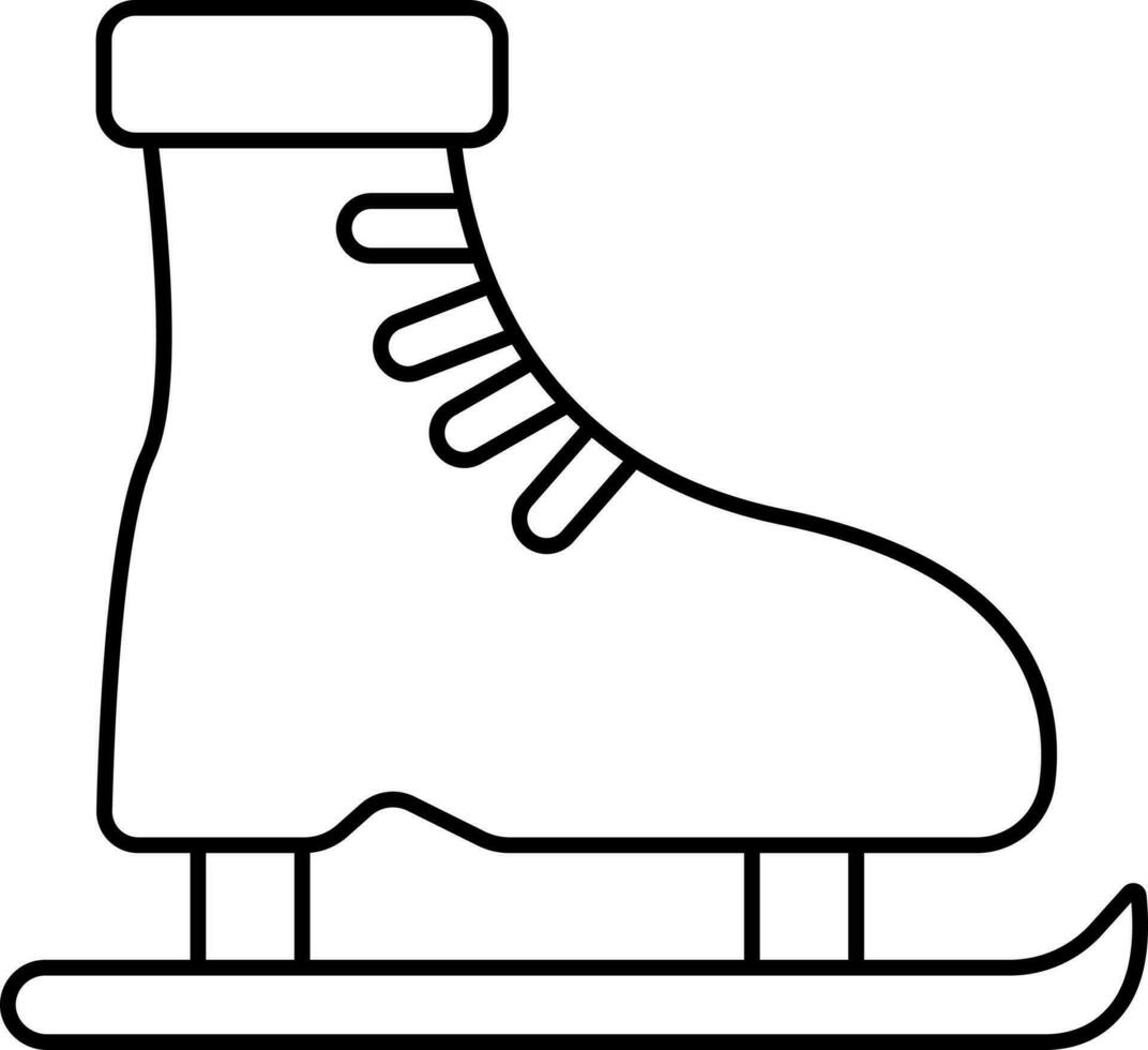 Black Linear Style Ice Skating Shoes Icon. vector