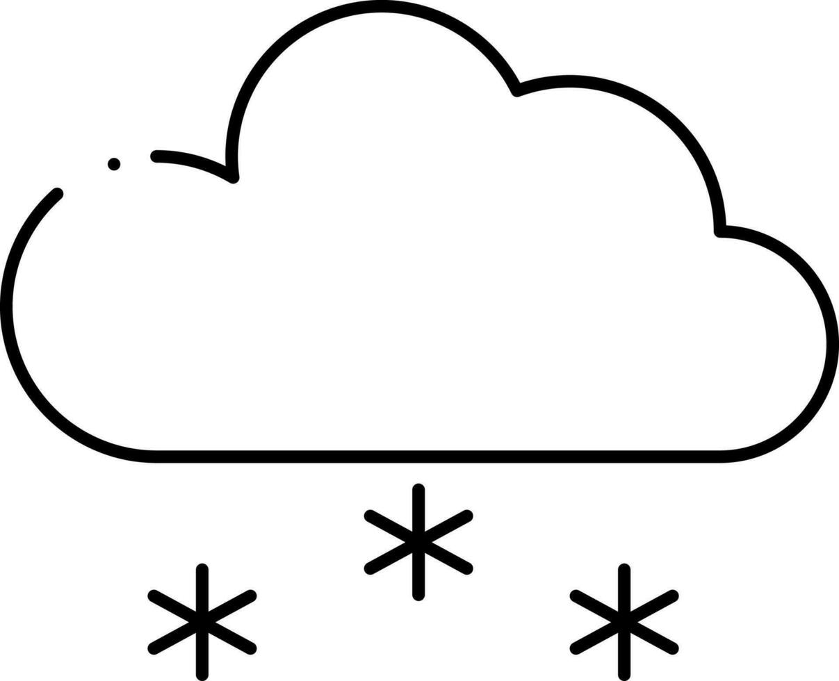 Black Stroke Illustration Of Snowfall Weather Icon. vector