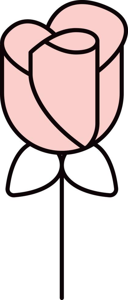 Isolated Pink Rose Bud Icon In Flat Style. vector