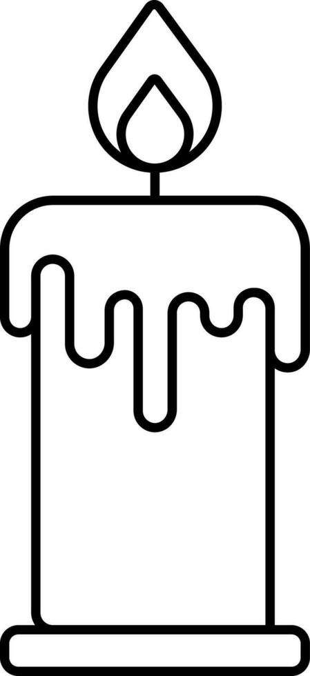 Black Stroke Illustration Of Burning Candle Icon. vector