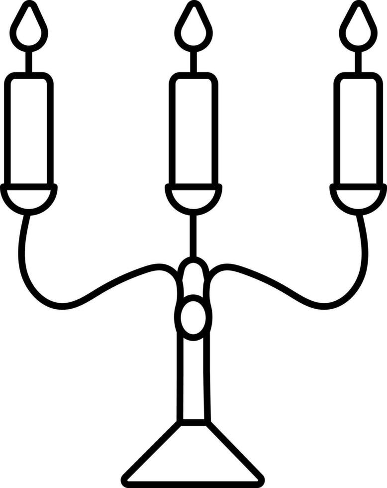 Burning Candelabrum Icon In Black Thin Line Art. vector