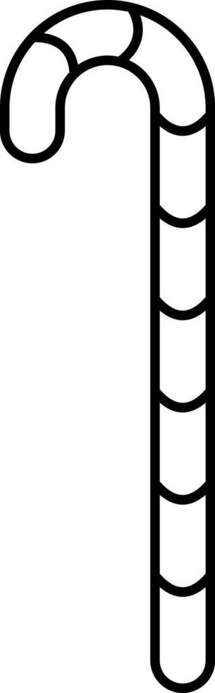 Black Outline Illustration Of Candy Cane Icon. vector