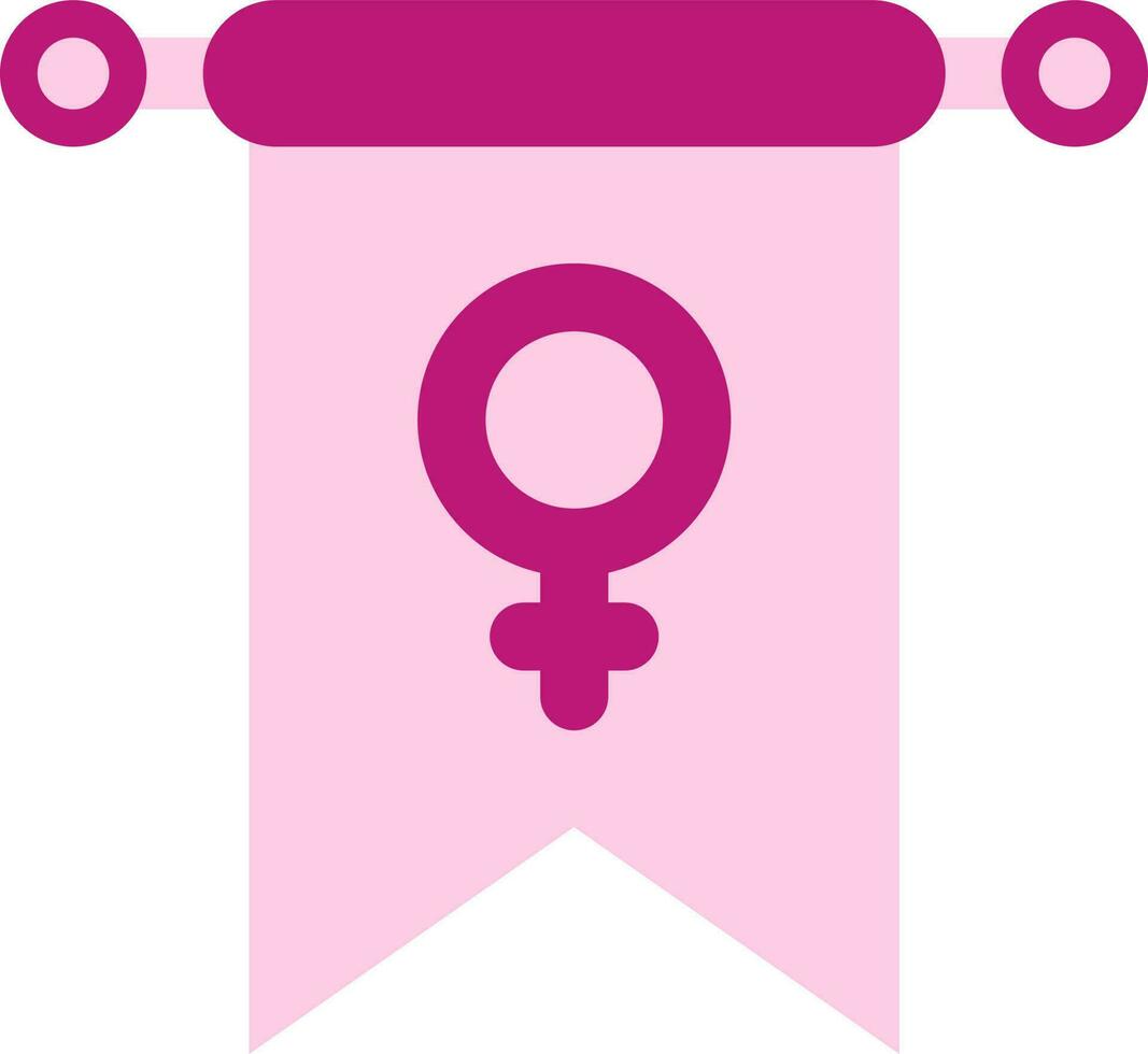 Female Symbol Pennant Flag Pink Icon. vector