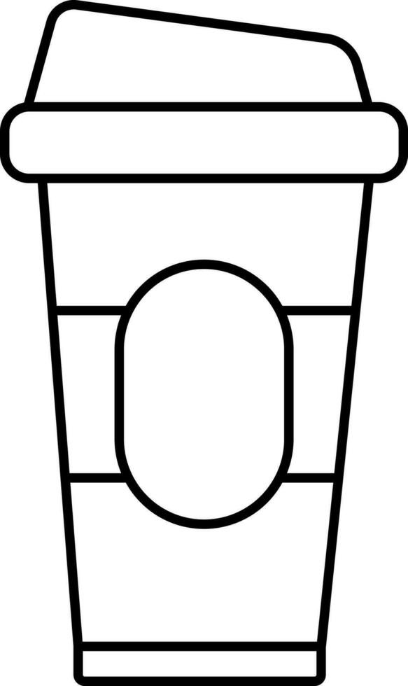 Black Line Art Of Coffee Disposable Cup Icon. vector