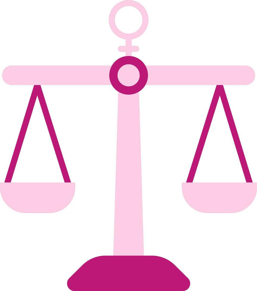 Pink Illustration Of Balance Scale Icon. vector