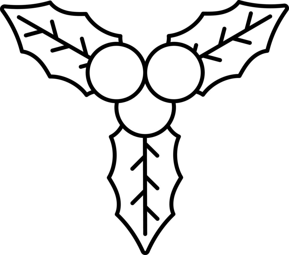 Black Thin Line Art Of Holly Berry Icon. vector