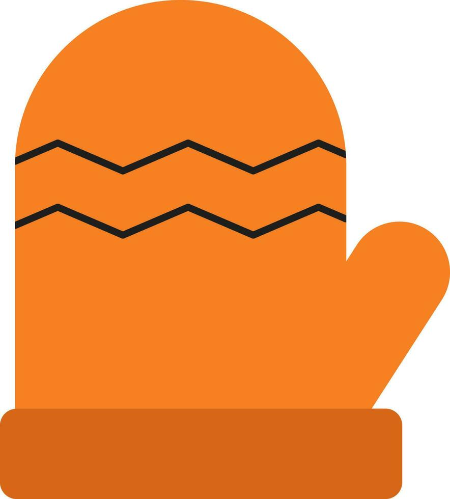 Wavy Design Gloves Or Mitten Icon In Orange And Black Color. vector