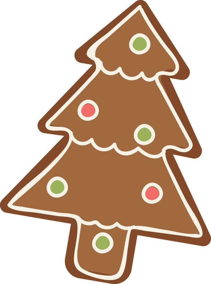 Gingerbread Xmas Tree Element In Flat Style. vector