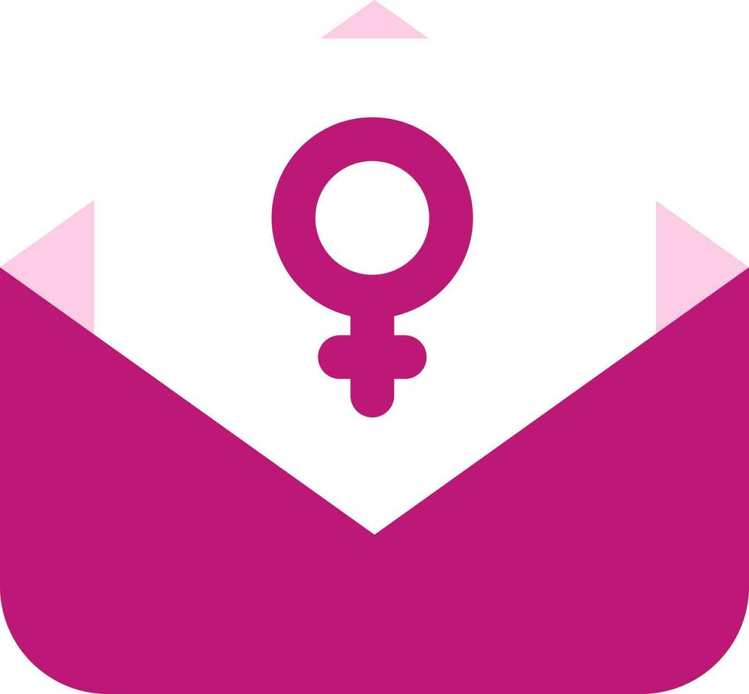 Pink Female Message Letter Icon Or Symbol. vector