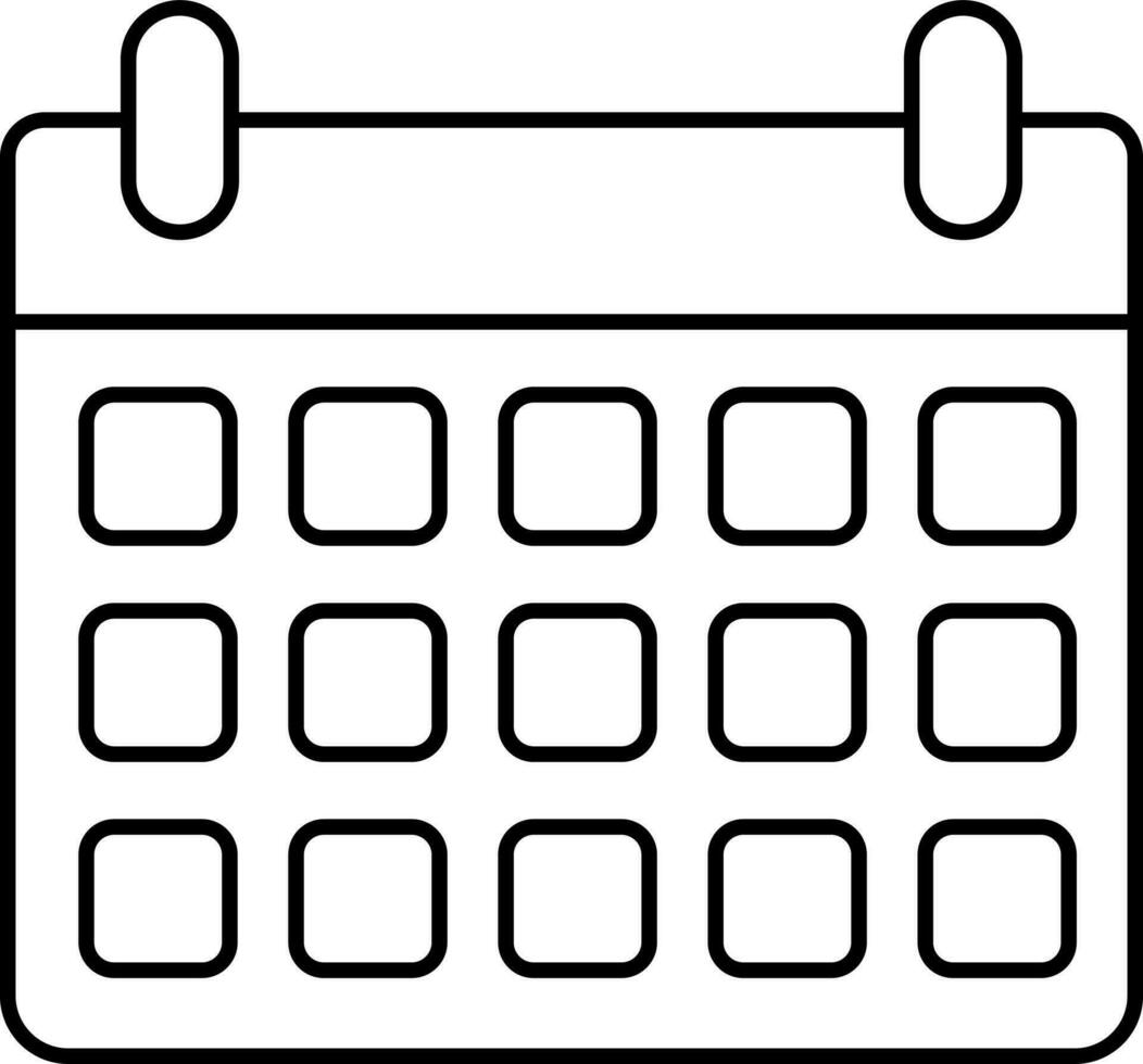 Blank Calendar Icon In Black Line Art. 24160566 Vector Art at Vecteezy
