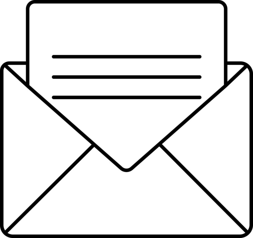 Blank Card With Envelope Icon In Black Stroke. vector