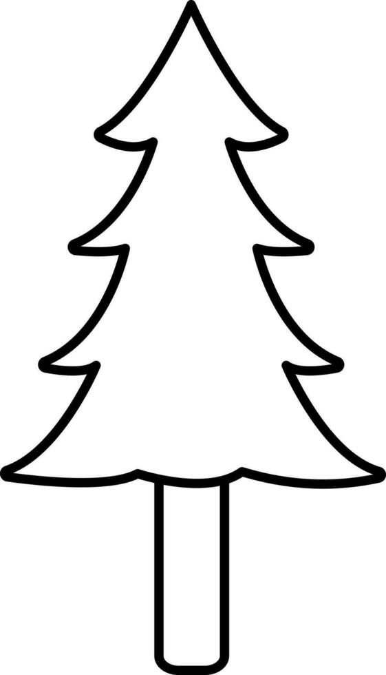 Black Linear Style Christmas Tree Icon Or Symbol. vector