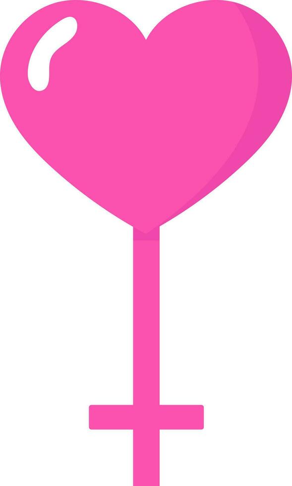 Isolated Heart With Female Gender Symbol Or Icon In Pink Color. vector