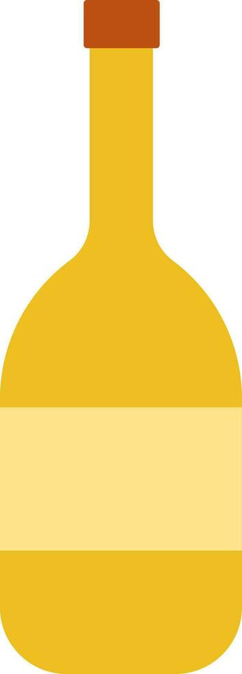 plano estilo vino o cerveza botella icono en amarillo color. vector