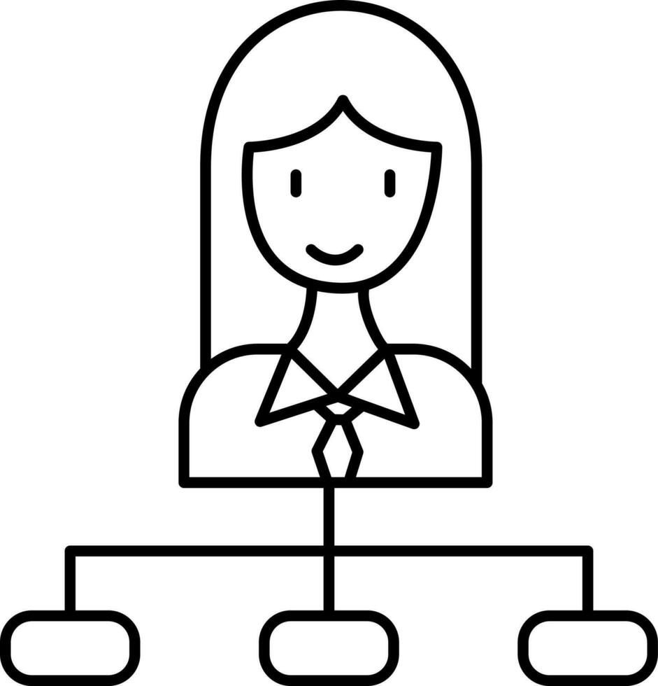 Working Women Connection Icon In Black Stroke. vector