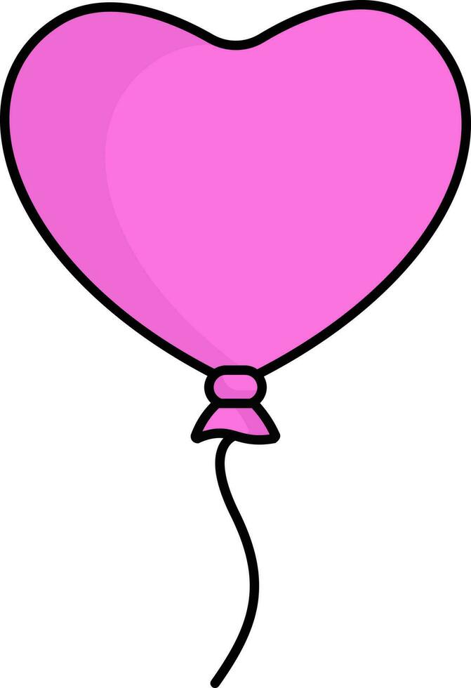 Pink Heart Balloon Icon In Flat Style. vector