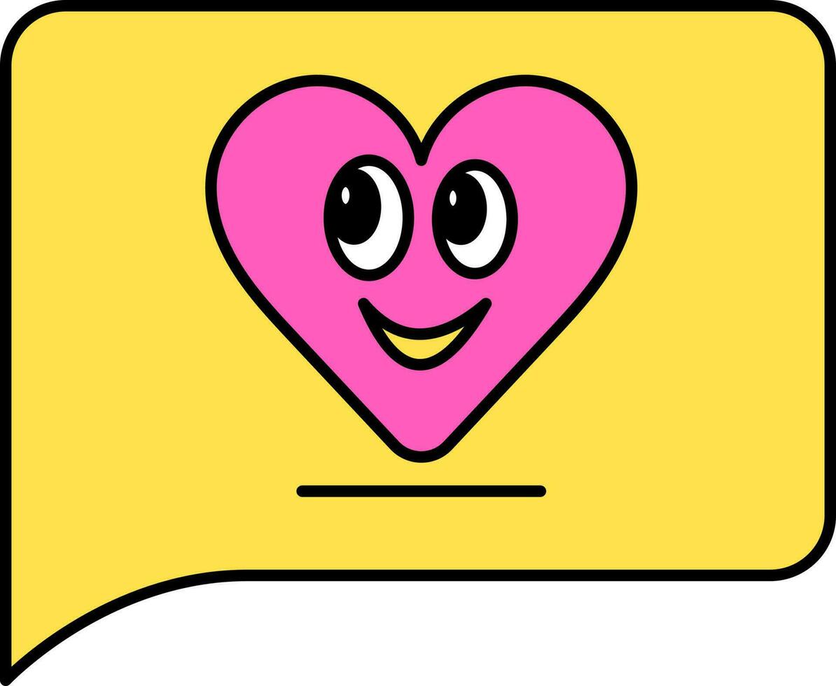 aislado charla caja con corazón linda emoji icono en plano estilo. vector