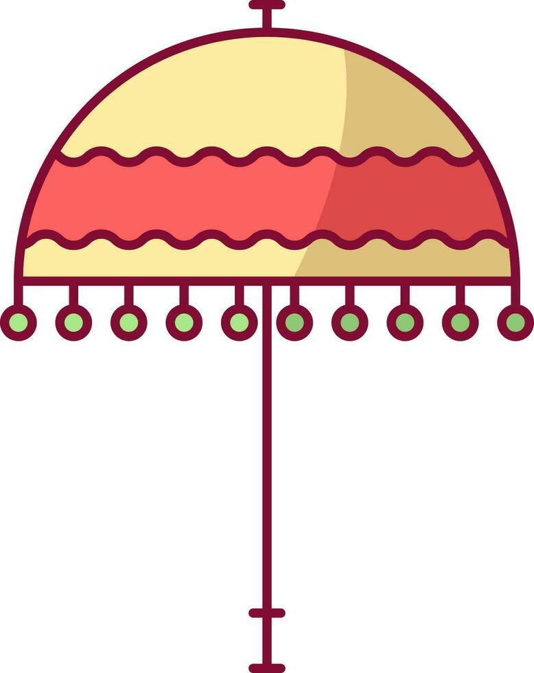 Flat Style Traditional Umbrella Yellow And Red Icon. vector