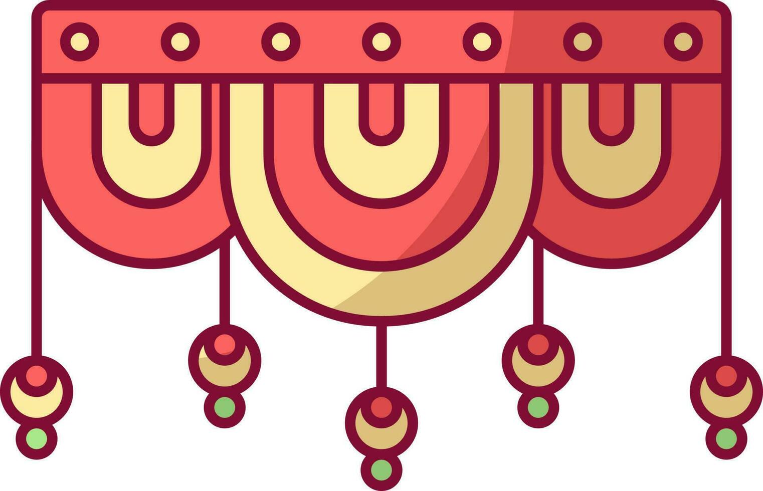 Flat Style Bandarwal Toran Red And Yellow Icon. vector