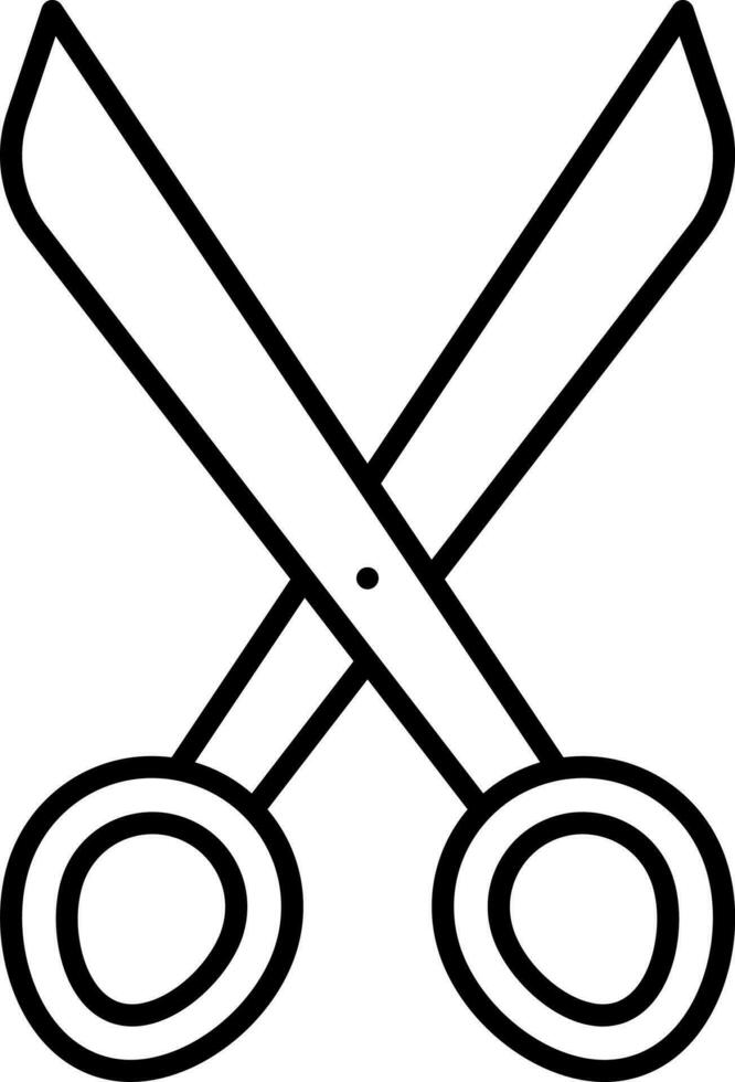 Black Line Art Of Scissor Icon. vector