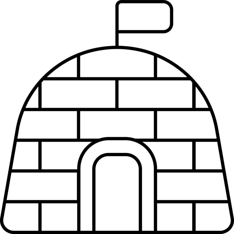 Thin Line Art Illustration Of Igloo Icon. vector