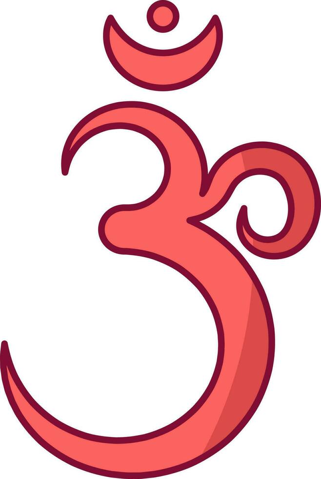 Red Om Hindi Letter Icon In Flat Style. vector