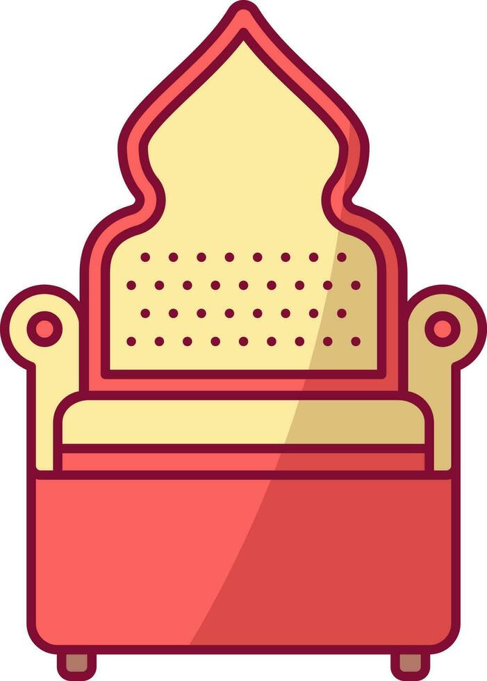 Red And Yellow Sofa Flat Icon Or Symbol. vector