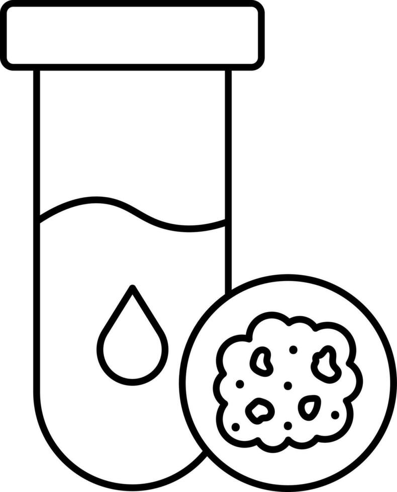 Disease Cells With Test Tube Icon In Thin Line Art. vector