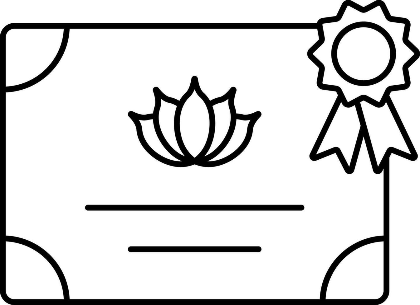 Isolated Lotus Symbol Certificate Icon In Line Art. vector